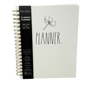 Rae Dunn 2026 17 Month Planner Ivory Hardcover Spiral Organizer Aug 25-Dec 26